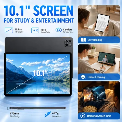 Vista 3 de Tablet Android 15 de 10.1 pulgadas, Octa-core 12 GB de RAM + 64 GB + Negro