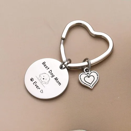 Vista 4 de JIUSHUN - Llavero para perro y mamá, joyería veterinaria, para amantes de las mascotas, regalo para el día de la madre, joyería para perros
