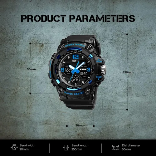Vista 2 de BURK 1742 Mens Watches Multifunction Watch Men Sports Wristwatches Military Shockproof Fashion Digital Waterproof