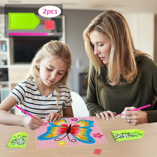 Vista 2 de QEUOYSS Kit de arte de diamantes para niños con marco de madera, arte y manualidades para niños de 6 a 8 a 10 a 12 años, fácil de hacer tú mismo