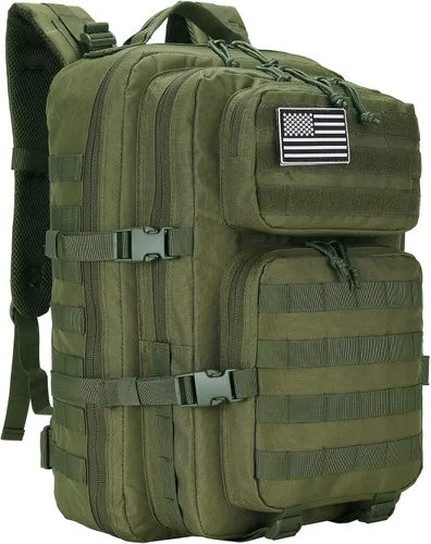 Vista 8 de Mochila táctica militar de 25 litros, resistente Molle, paquete de asalto para el trabajo, gimnasio, al aire libre, senderismo, campamento