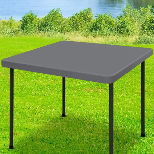 Vista 38 de Moosfor Mantel rectangular de elastano de 4 pies, manteles elásticos ajustables para pícnic, funda elástica y lavable para mesa de patio para Azul
