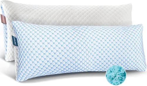 Vista 11 de Nestl Juego de 2 almohadas refrescantes para dormir, almohadas de espuma viscoelástica triturada de lujo tamaño estándar, juego de 2 almohadas