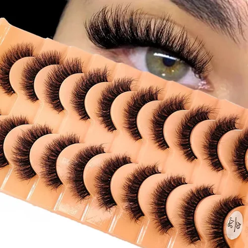 Vista 21 de 10 pares de pestañas postizas de visón 3D, hechas a mano, pestañas largas y finas, pestañas naturales para maquillaje de ojos (3-6)