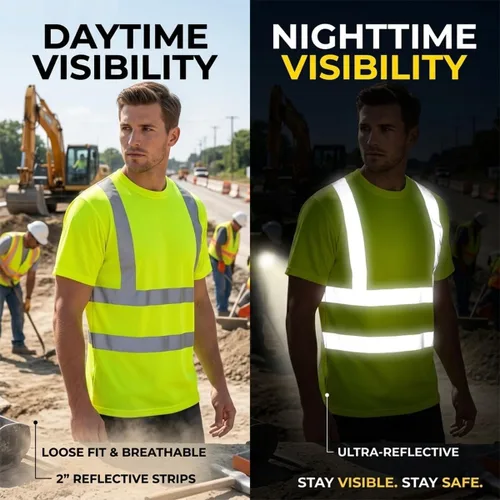 Vista 4 de Camisetas reflectantes de seguridad de alta visibilidad personalizan su logotipo