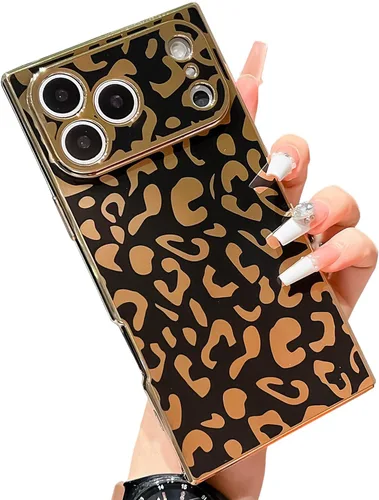 Vista 19 de Elegante Compatible con iPhone 11 Estuche de borde rectangular, lindo estuche de revestimiento de patrón de leopardo de lujo, protector de cámara