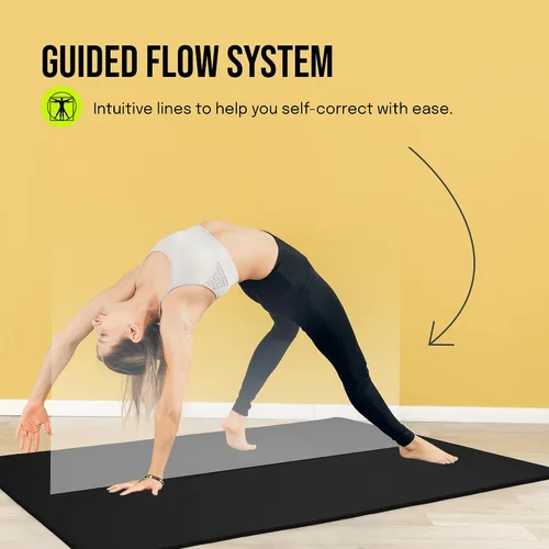 Vista 6 de Gogokiwi Tapete de yoga extra ancho para hombres y mujeres (72"L x 36"A) Tapete de fitness y ejercicio antideslizante con marcas de alineación