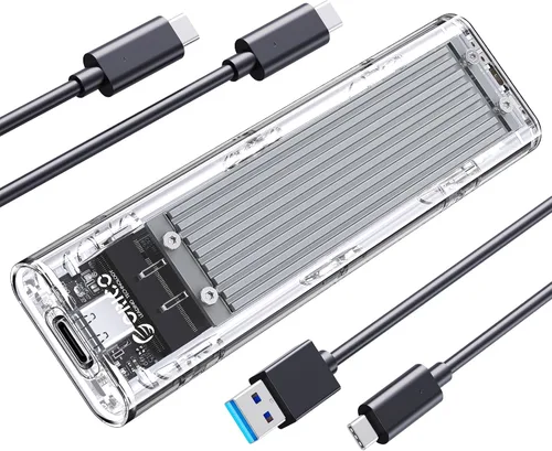 Vista 10 de ORICO Carcasa M.2 NVMe SSD, USB 3.2 Gen 2 (10 Gbps), carcasa de adaptador de unidad de estado sólido externa transparente para 2280 2260 2242 2230