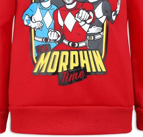 Vista 5 de Power Rangers Morphin Red Ranger, Blue Ranger, and Grey Ranger Boys Pullover Sweatshirt and Pants Set for Little Kids Red