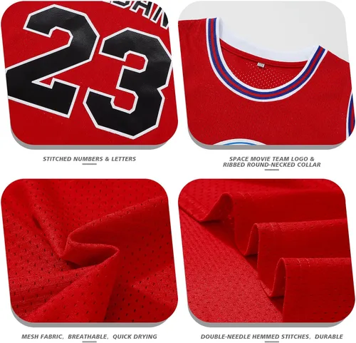 Vista 3 de Camiseta de baloncesto para hombre #23 camisetas de película espacial de los años 90 para Halloween, hip hop, ropa de fiesta, camisas deportivas