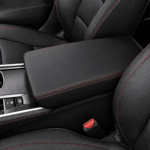 Vista 44 de Great-luck Funda de cuero para consola central, almohadilla para reposabrazos, accesorios de cubierta de caja (costuras rojas) para BMW X1 2023 2024