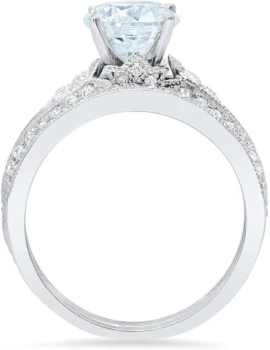 Vista 2 de Juego de anillos de oro blanco sólido de 18 quilates con topacio azul suizo natural de 2,07 quilates