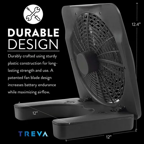 Vista 3 de 02 Cool ventilador portátil eléctrico o a batería, 10 pulgadas
