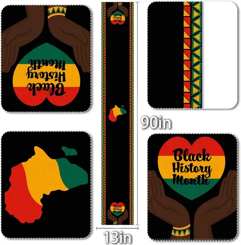 Vista 6 de Camino de mesa del mes de la historia negra, festival del patrimonio afroamericano de apoyo, igualdad, celebración social, vacaciones, comedor