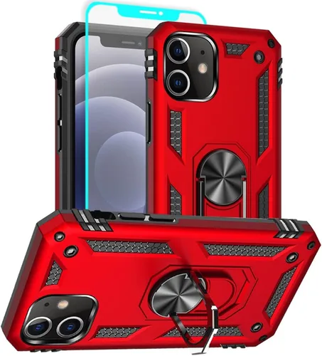 Vista 45 de Funda para iPhone 12/12 Pro, grado militar, anillo a prueba de golpes, verde militar
