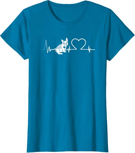Vista 44 de Heartbeat Bulldog francés Camiseta de propietario de perros Frenchie, Negro