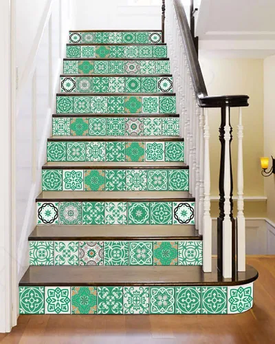Vista 5 de Juego de 24 pegatinas para azulejos con diseño de talavera, para baño y cocina, fáciles de aplicar, simplemente despegar y pegar para decoración