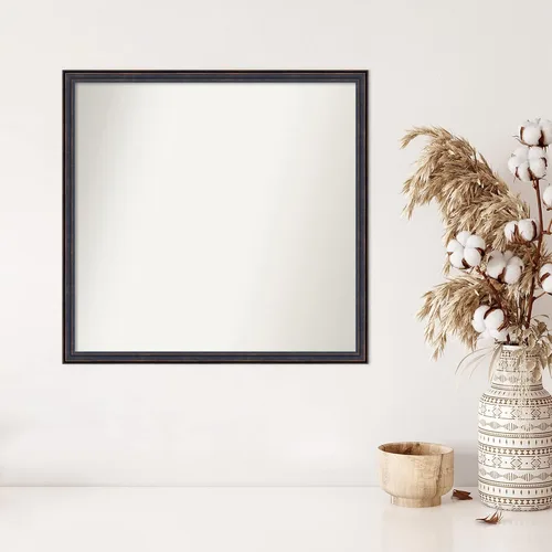 Vista 4 de Amanti Art Espejo de baño de bronce para sobre el fregadero, 25 x 26 pulgadas, espejo rectangular de bronce oscuro, marco de madera tradicional