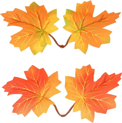Vista 8 de Ercadio Paquete de 30 adornos para cupcakes con hojas de arce de otoño, purpurina dorada, hojas de arce de otoño, cosecha de otoño, temática de A-Oro