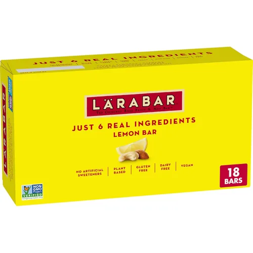 Vista 10 de Larabar Barra de limón, barra vegana de frutas y nueces, sin gluten, barras de 1.6 onzas, 6 unidades 6 ingredientes reales, dátiles, almendras
