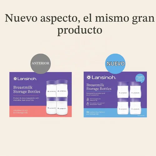 Vista 2 de Lansinoh Biberones de Almacenamiento de Leche Materna Paquete de 4 de 5oz Sin BPA y BPS Biberones de Alimentación de Bomba a Almacenamiento