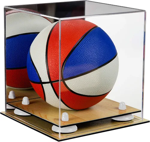 Vista 31 de Better Display Cases Mini acrílico - Miniatura (no tamaño completo) Baloncesto vitrina con elevadores negros y espejo (A015-BR)