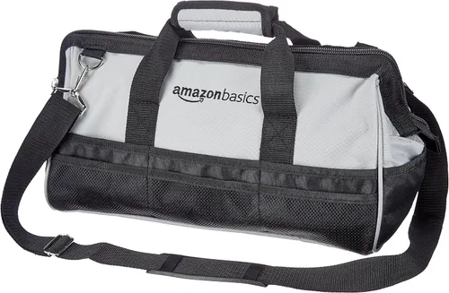 Vista 9 de Amazon Basics Base duradera resistente al desgaste, bolsa estándar pequeña con correa, 12 pulgadas, negro y gris