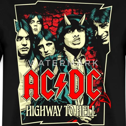 Vista 2 de Spreadshirt ACDC Logo and Band Highway to Hell Album Camiseta para hombre