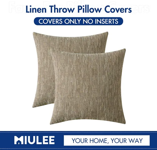 Vista 137 de MIULEE - Juego de 2 fundas de almohada decorativas de lino de arpillera navideñas, modernas, estilo campestre, rústicas, tejidas, con textura