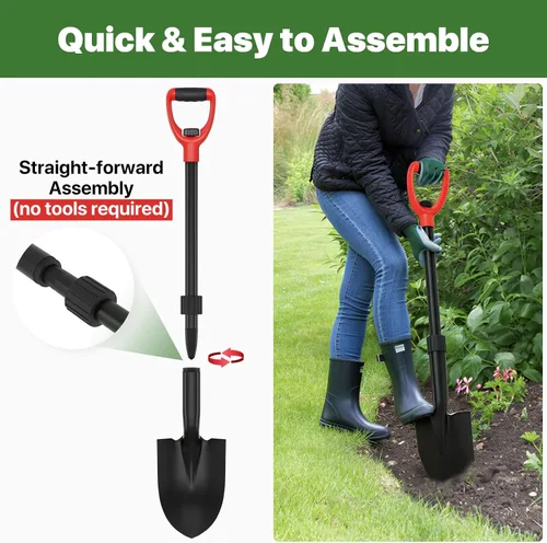 Vista 11 de Pala, palas para excavar, pala de jardín de 33 pulgadas resistente con agarre ergonómico en D, pala pequeña para camping, bordes, todoterreno, mini