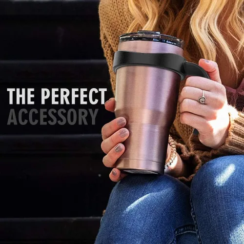 Vista 5 de Asa de vaso para taza enfriadora Yeti Rambler de 30 onzas, taza Rtic, Sic, Ozark Trail Grip y más tazas de vaso, sin BPA (taza negra no incluida)