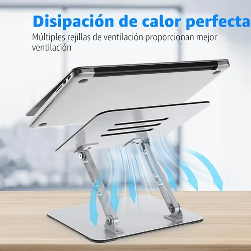 Vista 4 de Soporte para Laptop de Escritorio, Elevador de Laptop Ajustable, Soporte de Computadora de Metal Plegable Portátil, Soporte de Notebook