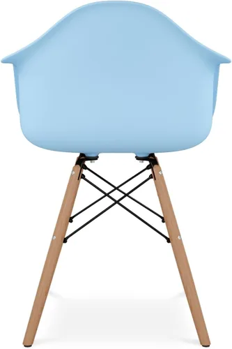 Vista 6 de Sillones piramidales de plástico y madera de haya de 17.5" en azul (juego de 2)