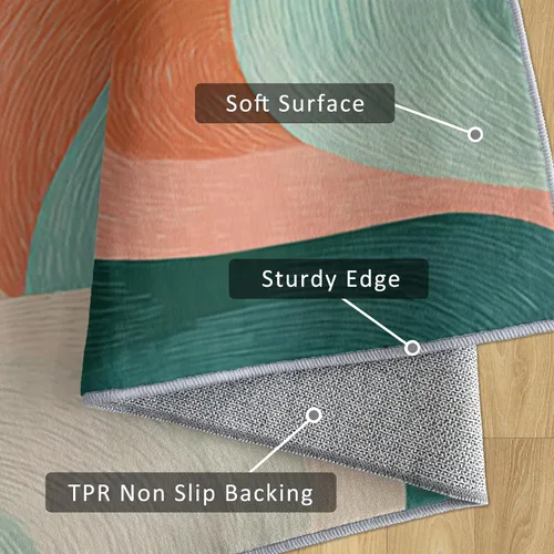 Vista 5 de Blue Fluid Line Runner Rug 2x4 Small - Hallway Runner Rug Ocean Wave Abstract Art Pattern, Non Slip, Washable, Blue Fluid Line Home Decor Carpet for