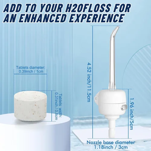 Vista 5 de H2ofloss Irrigador dental portátil con 30 tabletas de repuesto para irrigador oral, portátil y recargable, blanqueamiento dental suave, IPX7