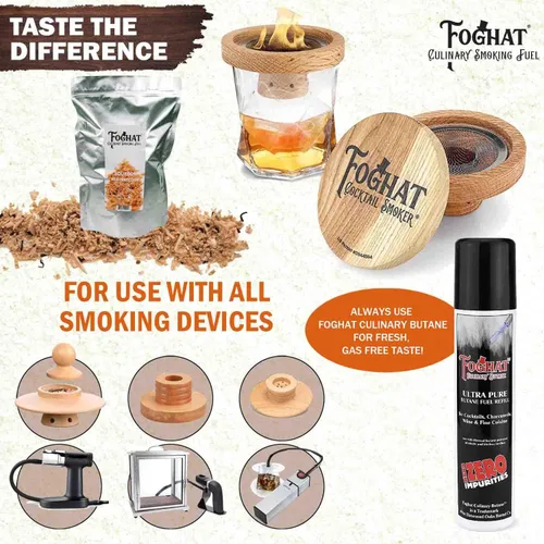Vista 5 de Foghat Ahumador para Cócteles con Astillas de Madera - 100oz de Rebobinado de Bourbon para Kit de Ahumado, Whisky y Ahumador de Bebidas - Astillas