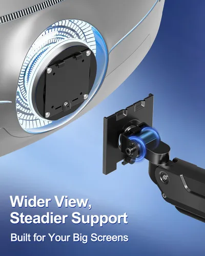 Vista 3 de MOUNT PRO Soporte de monitor dual para pantallas ultraanchas de hasta 44 libras de máximo 49 pulgadas, brazo de monitor resistente para 2 monitores