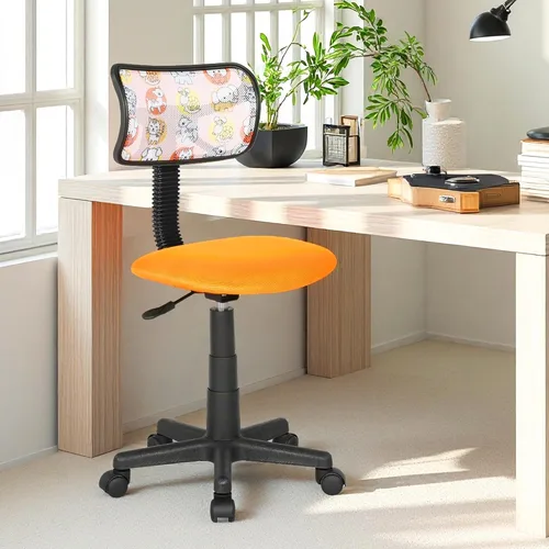 Vista 4 de JJS Home - Juego de escritorio y silla giratoria pequeña, asiento ergonómico ajustable de malla transpirable, asiento ergonómico ajustable, taburete