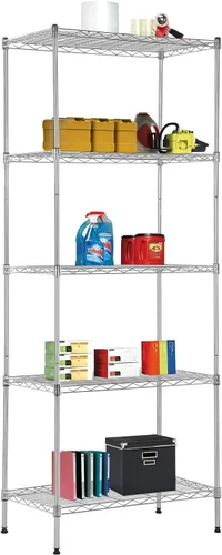 Vista 17 de BestOffice Estantes de almacenamiento de alambre de 4 niveles 12 pulgadas de profundidad x 18 pulgadas de ancho x 44 pulgadas de alto Negro