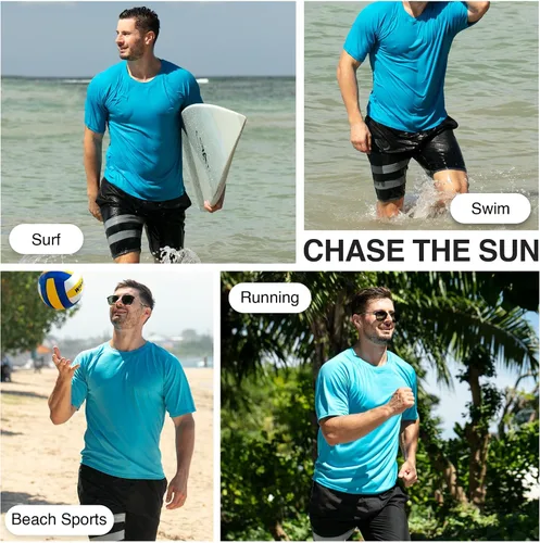 Vista 5 de Kanu Surf Camiseta de natación de manga corta UPF 50 para hombre (tallas regulares y extendidas)