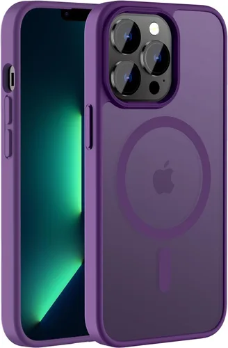 Vista 78 de Hualele - Funda magnética para iPhone 13 Pro, compatible con MagSafe, grado militar, a prueba de caídas, translúcida mate, parte trasera dura, borde