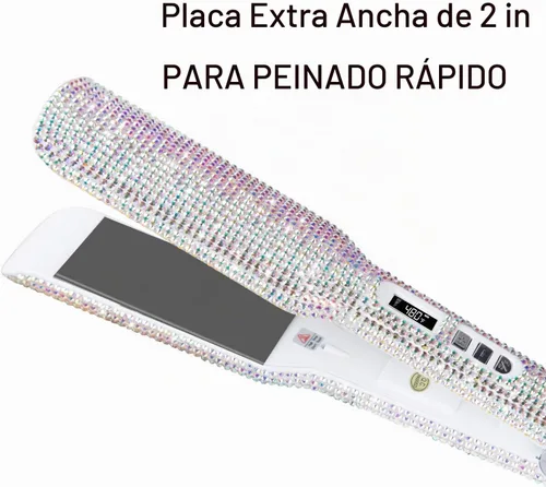 Vista 8 de DORISILK Crystal Diamond - Plancha de pelo de titanio, plancha plana de diamantes de imitación de 2 pulgadas, plancha alisadora de doble voltaje
