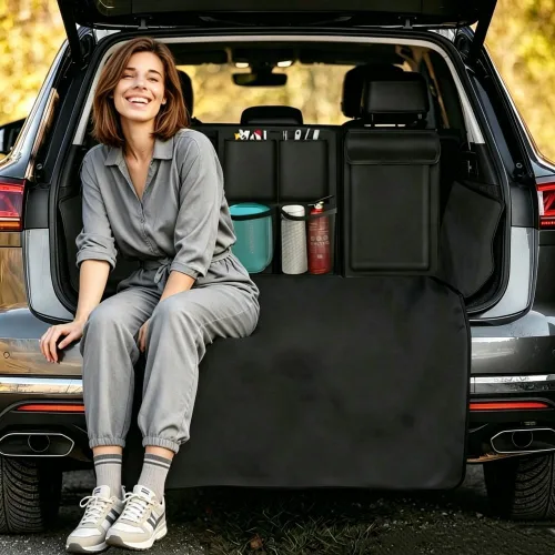 Vista 8 de Organizador de maletero CYTJ, organizador colgante desmontable para el asiento trasero del coche con 7 grandes bolsillos de almacenamiento