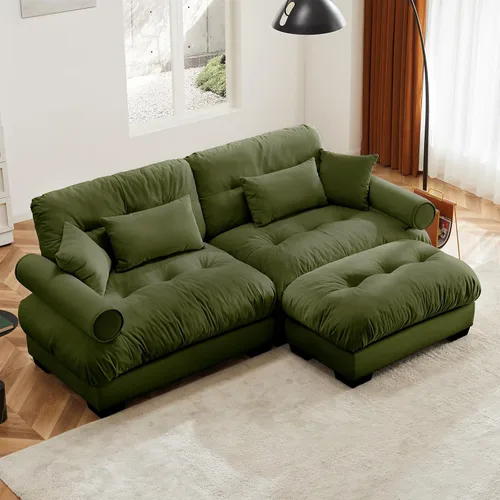 Vista 62 de Juego de sofá modular con asiento profundo de 94.4", tela de chenilla, loveseat seccional moderno para sala de estar, cómodo loveseat de felpa tipo