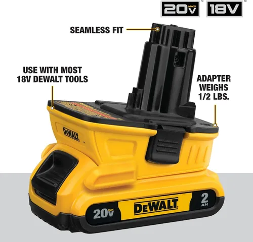 Vista 3 de Juego de adaptador de batería DeWALT, DCA2203C, de 20 voltios, para herramientas de 18 voltios, sierra sable