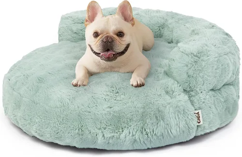 Vista 26 de EHEYCIGA Sofá cama suave para gatos de interior, cama extra pequeña esponjosa para perros con funda extraíble lavable, sofá para mascotas, Camello