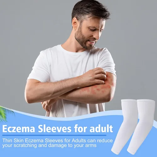 Vista 2 de Eurzom 8 pares de mangas para eccema para adultos, adolescentes, eczema, psoriasis, unisex, manga para piernas y brazos, para mujeres y hombres