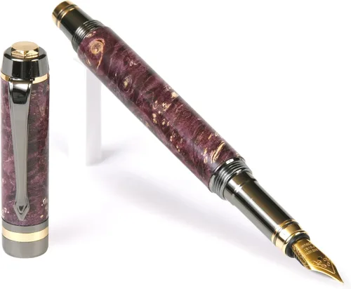 Vista 14 de Lanier Pens Pluma estilográfica Elite - Gun Metal - Negro y Blanco Ébano
