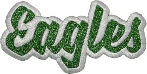 Vista 24 de (2 x 4 pulgadas) Eagles, espíritu de equipo, bordado, parche para planchar (sarga blanca/contorno verde)