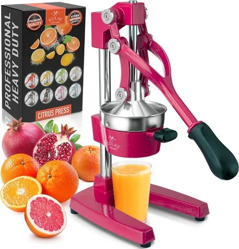 Vista 45 de Zulay Kitchen Exprimidor de hierro fundido, exprimidor de naranja resistente con coladores desmontables para una fácil limpieza, prensa de cítricos